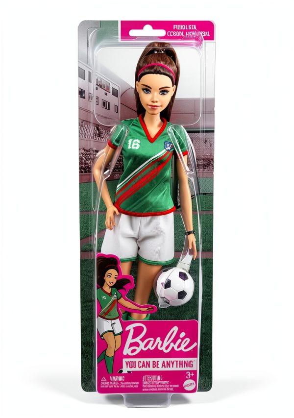 Barbie Soccer Doll 11.5in Sports Edition Green Red Uniform with Ball-5