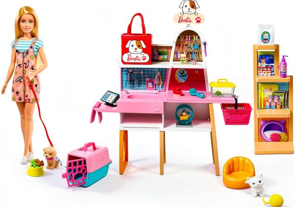 Barbie Pet Boutique Playset with 4 Pets, Grooming Station & Checkout-0