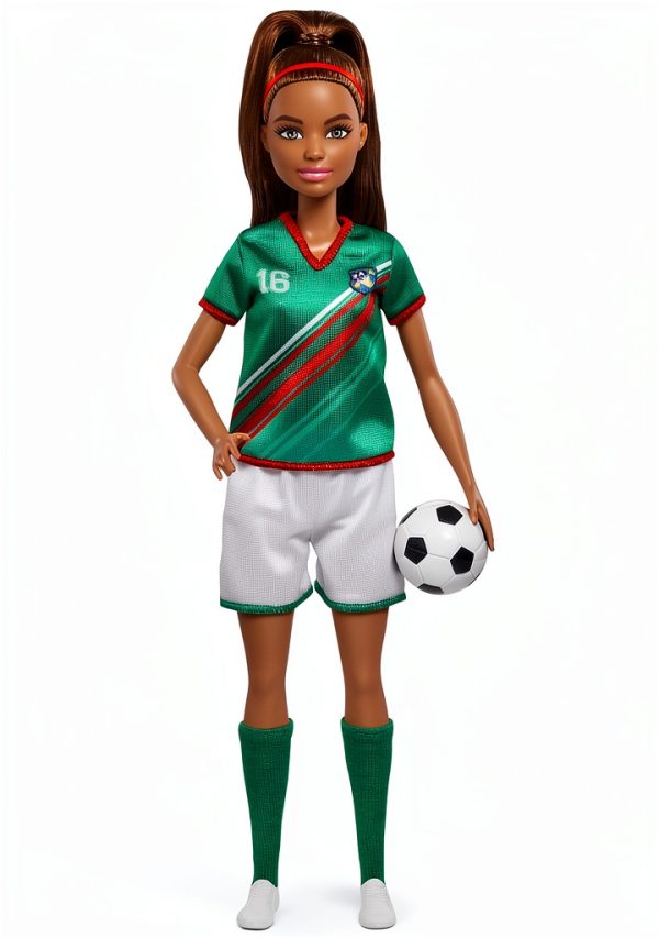 Barbie Soccer Doll 11.5in Sports Edition Green Red Uniform with Ball-0