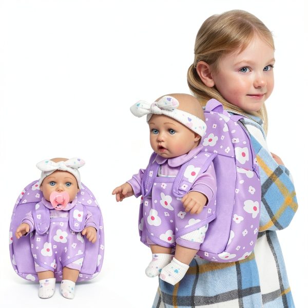 UZIDBTO Baby Doll Playset with Purple Backpack Model NTN023 12in-3