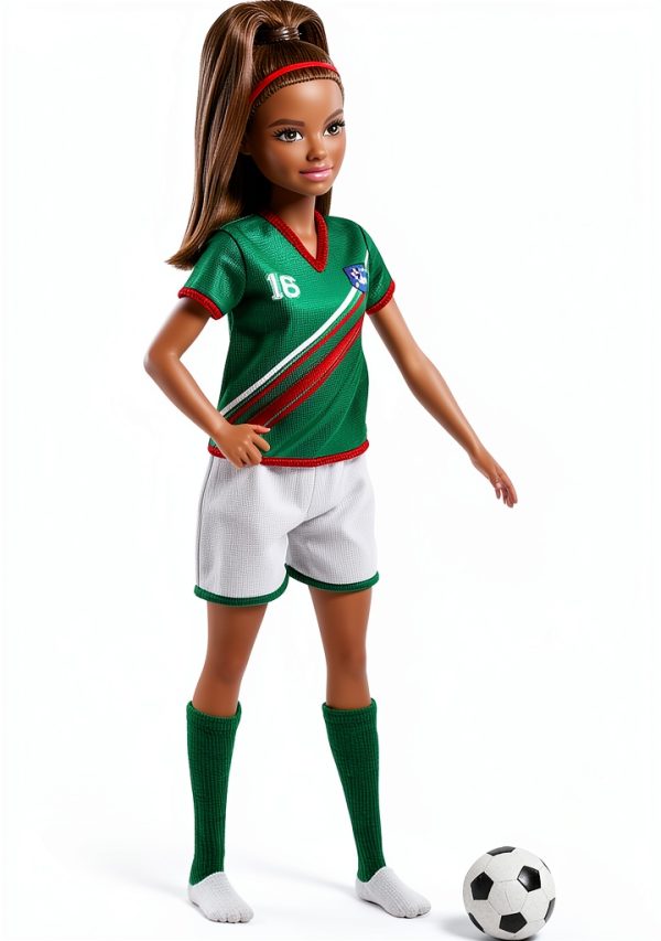 Barbie Soccer Doll 11.5in Sports Edition Green Red Uniform with Ball-4