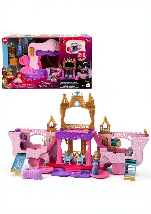 Mattel Disney Princess Carriage to Castle Playset 2-in-1 Doll Playset-0