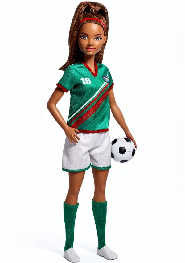 Barbie Soccer Doll 11.5in Sports Edition Green Red Uniform with Ball-1