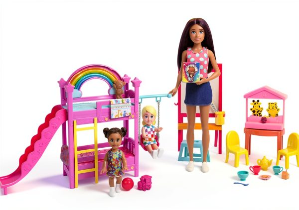 Barbie Skipper Daycare Playset HND18 with 3 Dolls and Furniture-0