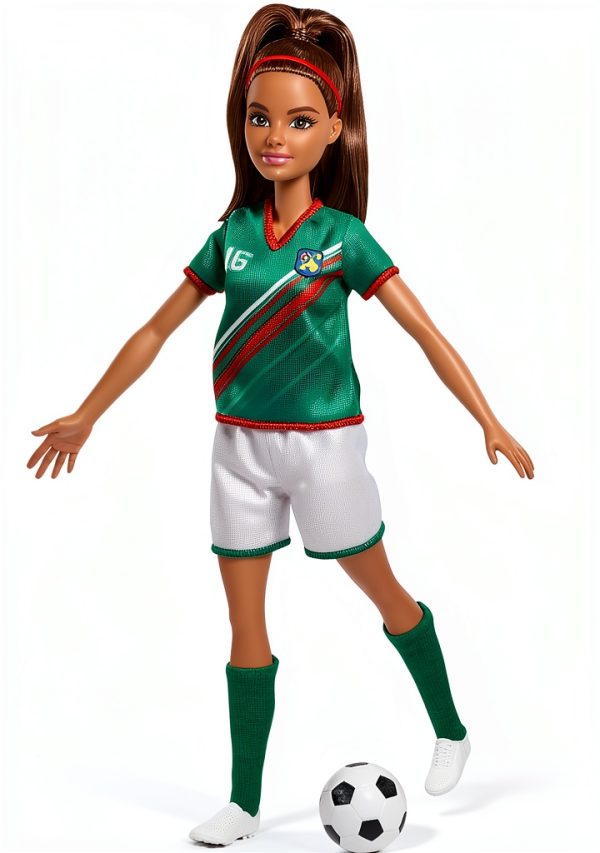 Barbie Soccer Doll 11.5in Sports Edition Green Red Uniform with Ball-3