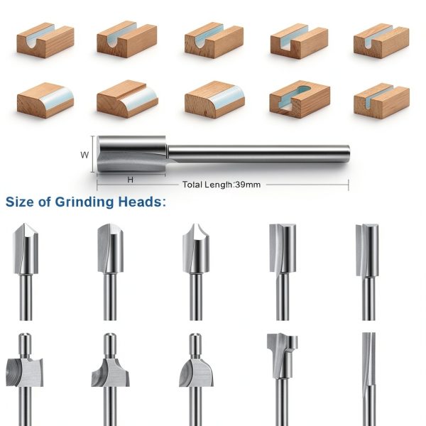 Wood Carving Bits Engraving Router Bit, 20pcs HSS Different Rotary Burr Set with 1/8"(3mm) Shank for Rotary Tools for DIY Woodworking, Carving, Drilling, Engraving, Trimming-4