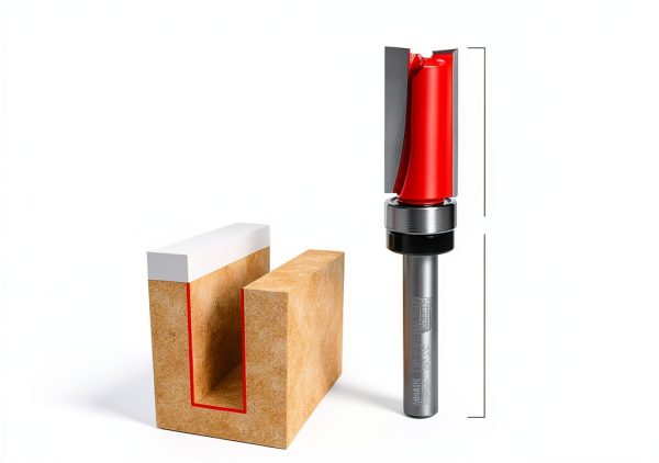 Freud 1/2" Top Bearing Flush Trim Bit 0.5" Carbide Red Finish-2