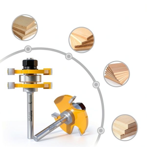 FivePears Tongue and Groove Router Bits 2-Piece 1/4" Shank 3-Tooth-2