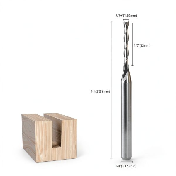 CNC Router Bits HOZLY 1/8" Shank 1/16" Carbide Spiral Upcut Set-1