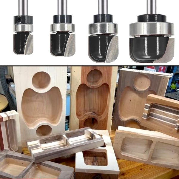 Bowl & Tray Template Router Bit 4PCS 1/4" Shank SICWOOD Carbide Set-5
