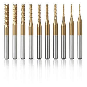 Titanium Coated Milling Cutter Bits 0.8-3mm 1/8" Shank 10pcs Lukcase-0