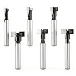 Keyhole Router Bit Set 1/4 Inch Shank, 6 Pieces T Slotting Router Bits, Cutter for 1/4, 5/16, 3/8, 9/16, 1/2, 5/8 inch Blade Diameter-0