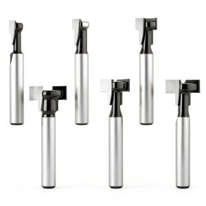 Keyhole Router Bit Set 1/4 Inch Shank, 6 Pieces T Slotting Router Bits, Cutter for 1/4, 5/16, 3/8, 9/16, 1/2, 5/8 inch Blade Diameter-0