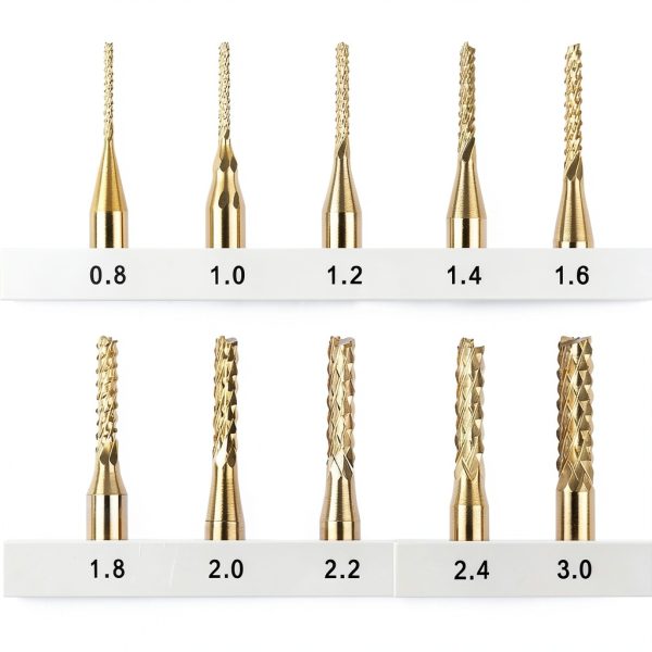 Titanium Coated Milling Cutter Bits 0.8-3mm 1/8" Shank 10pcs Lukcase-1