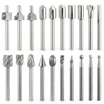 Wood Carving Bits Engraving Router Bit, 20pcs HSS Different Rotary Burr Set with 1/8"(3mm) Shank for Rotary Tools for DIY Woodworking, Carving, Drilling, Engraving, Trimming-0