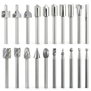 Wood Carving Bits Engraving Router Bit, 20pcs HSS Different Rotary Burr Set with 1/8"(3mm) Shank for Rotary Tools for DIY Woodworking, Carving, Drilling, Engraving, Trimming-0