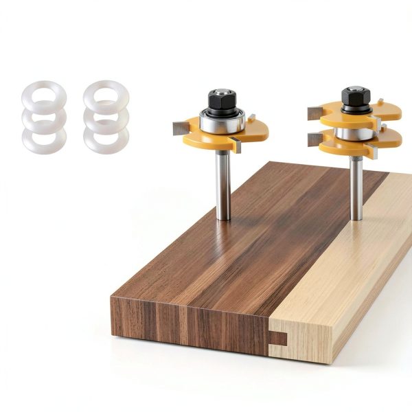 Tongue and Groove Router Bit Set 2PCS Junreox 1/4 Shank 3‑Tooth-3