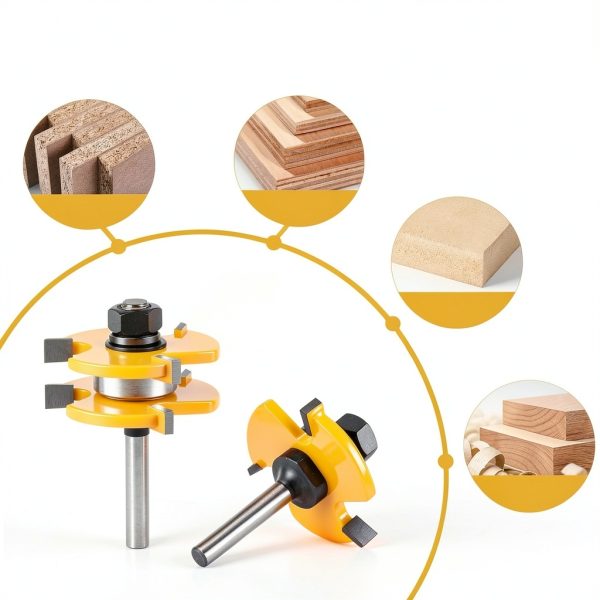 Tongue and Groove Router Bit Set 2PCS Junreox 1/4 Shank 3‑Tooth-6