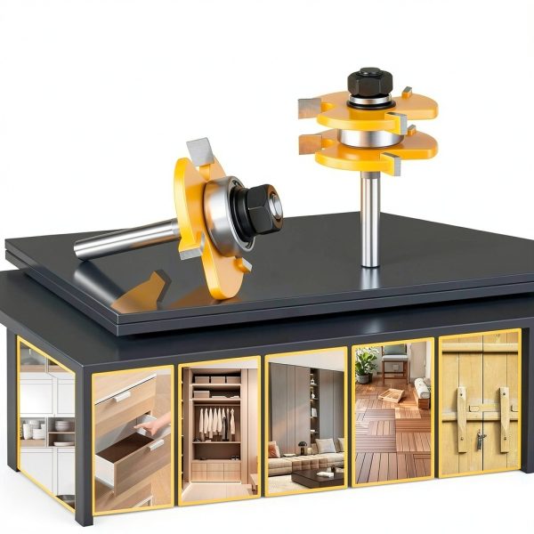 Tongue and Groove Router Bit Set 2PCS Junreox 1/4 Shank 3‑Tooth-5