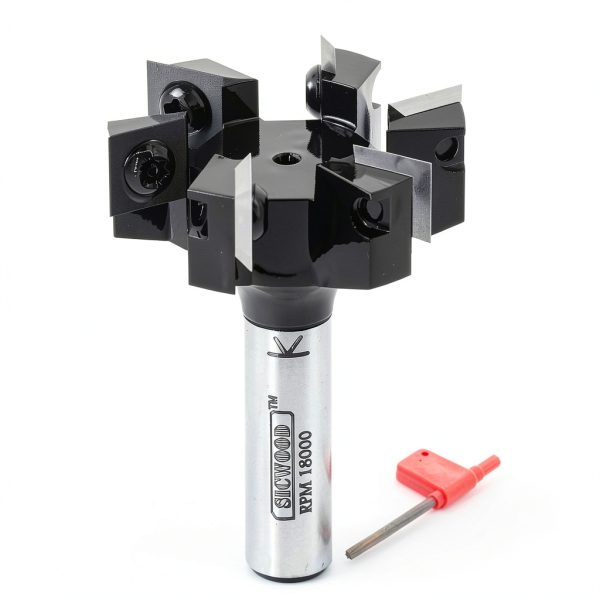 Slab Flattening Router Bit 1/2 Shank 2in Cut - SICWOOD 6 Wing Carbide-0